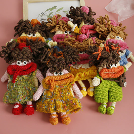 Cartoon Sausage Mouth Hand-Woven Keychain Pouch