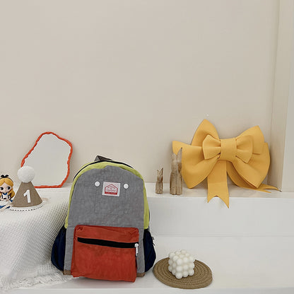 Kids Canvas Backpack Casual Lightweight Double Shoulder Bag
