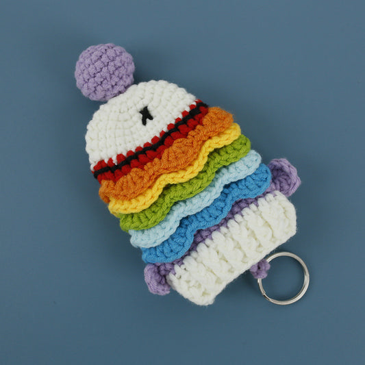Adorable Handcrafted Crochet Rainbow Fish Keychain Pouch