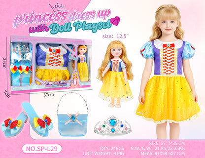 Princess Doll Dress-Up Playset - 32cm Rubber Doll Toy