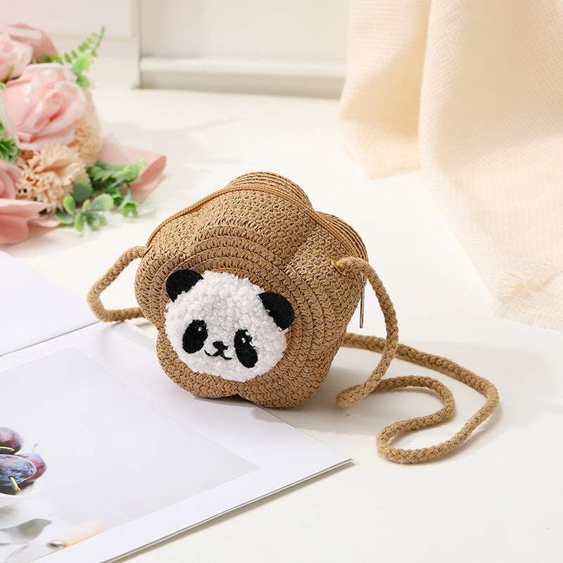 Mini Cute Panda Woven Straw Bag for Women