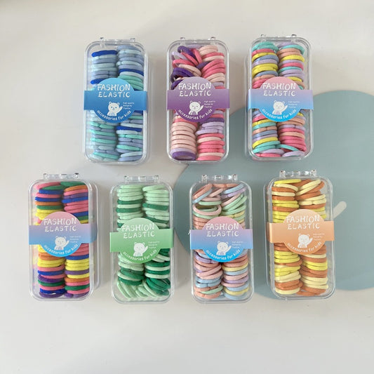 Colorful Elastic Hair Ties for Kids - Nylon, Gradient Design, Trendy Style