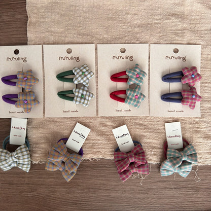 Star Pattern Fabric Hair Clips for Kids - Set of 2