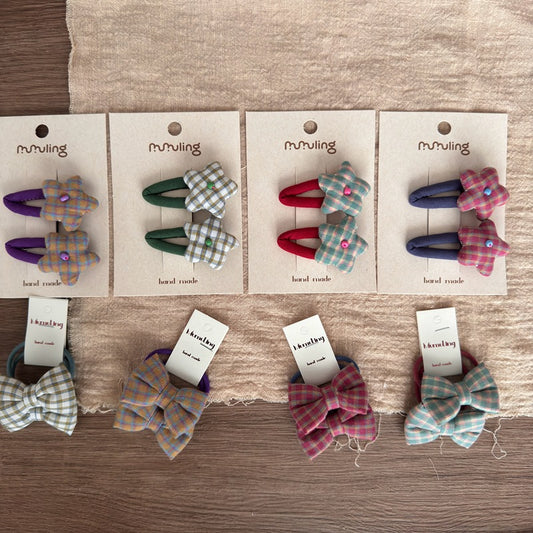 Star Pattern Fabric Hair Clips for Kids - Set of 2