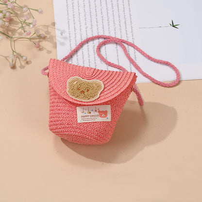 Cute Summer Children's Crossbody Woven Bag with Animal Patterns