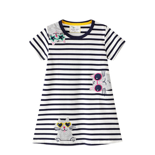 Embroidered Cotton A-Line Dress for Girls Casual Spring/Summer