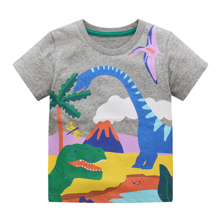 Kids Summer Short Sleeve T-Shirt Animal Print Casual Top