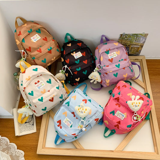 Cute Heart Backpack for Kids, Gender-Neutral Daypack for School and Outings