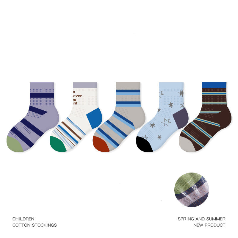 Kids Cotton Socks Cute Bunny Grid Breathable Mesh