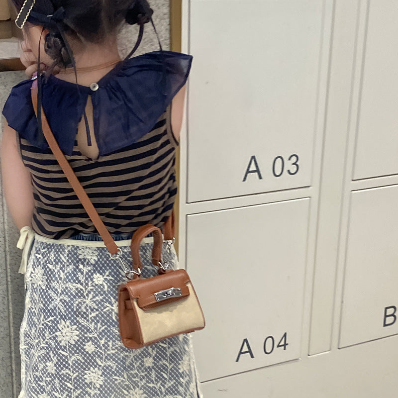 Trendy Mini Shoulder Bag for Kids with Geometric Design