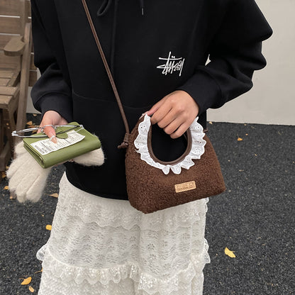 Trendy Solid Color Lace Toddler Handbag