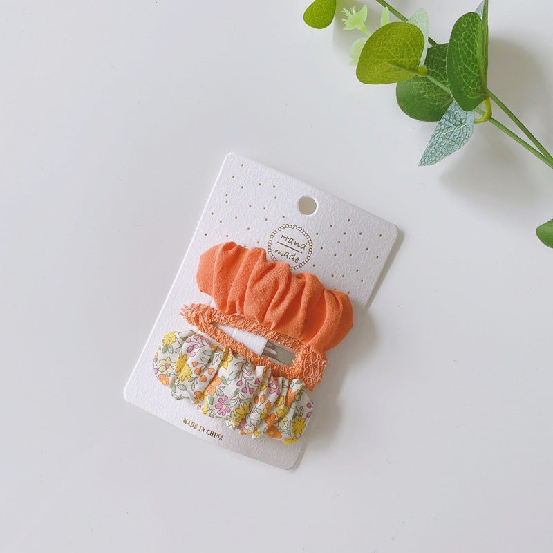 Floral Fabric Hair Clips Set for Girls - 3 Pieces