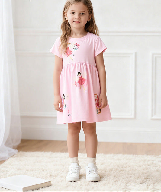 Princess Dress Summer Cotton Cartoon Design Stylish Dress for Girls