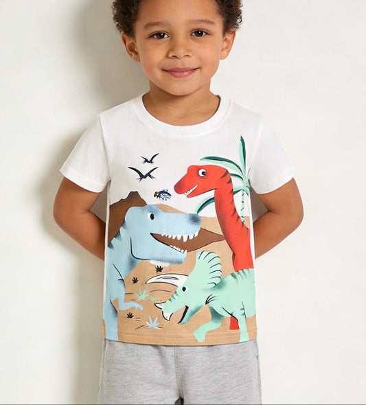 Cartoon Dinosaur Short Sleeve T-Shirt for Boys