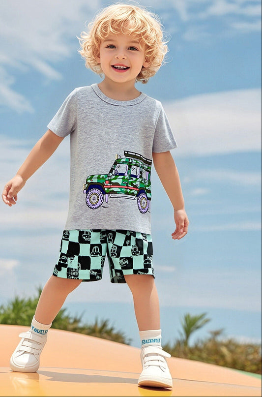 Summer Cool Cotton Boys Two-Piece Outfit Set