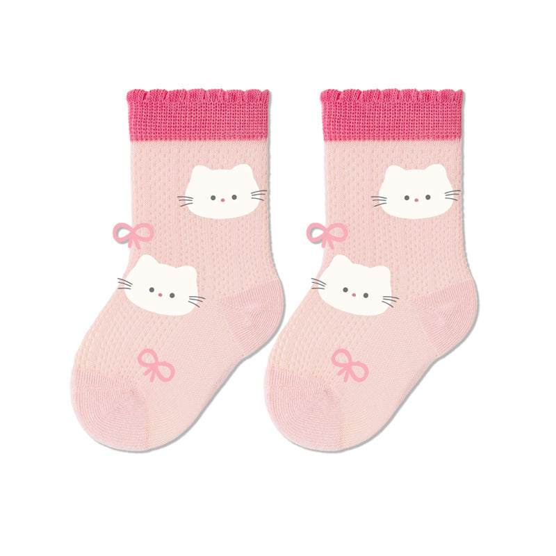 Breathable Cotton Baby Socks With Cartoon Colors
