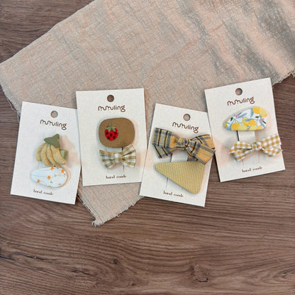 Children's Colorful Plaid Hair Clips with Bunny and Star Designs