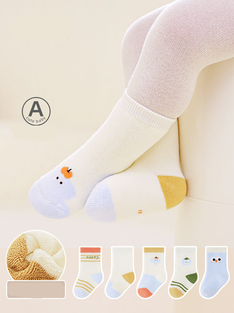 Cartoon Design Thick Cotton Mid-Calf Socks for Kids