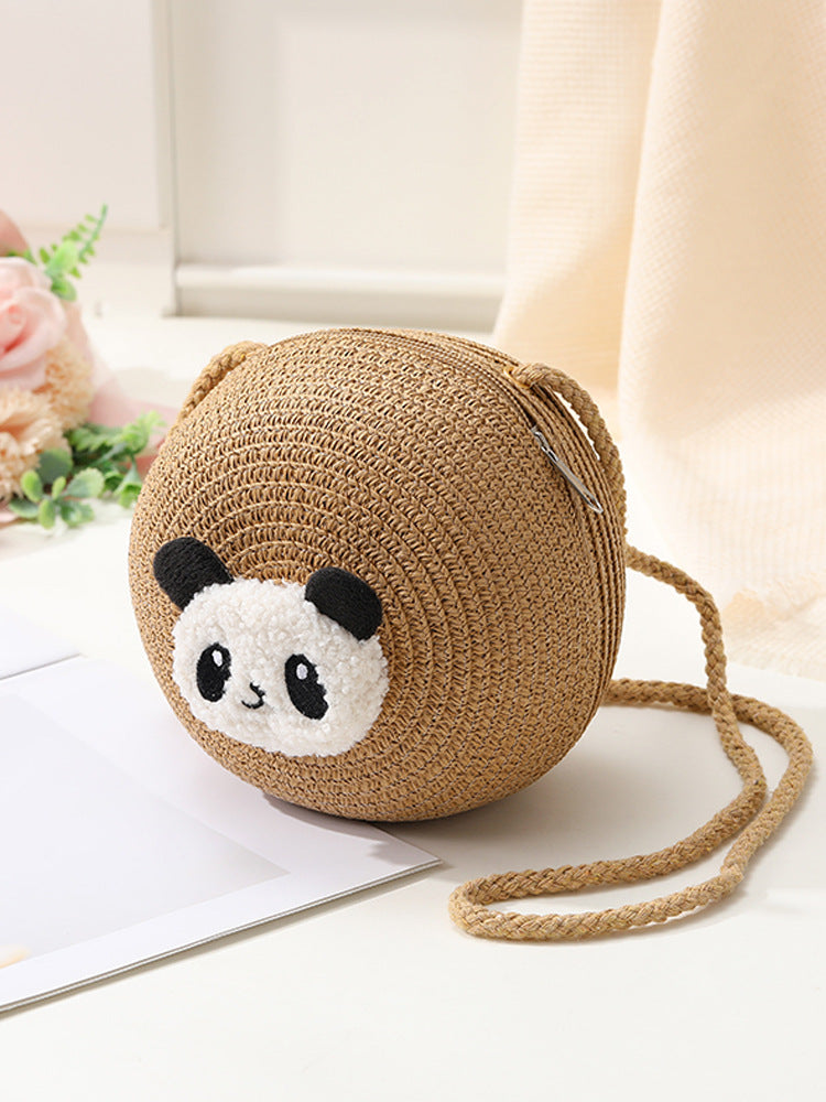 Mini Cute Panda Woven Straw Bag for Women