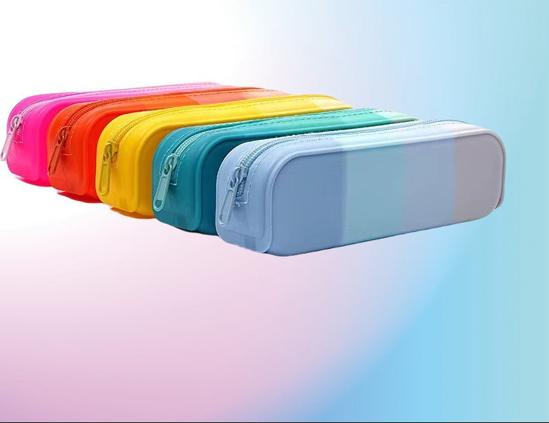 Gradient Silicone Pencil Case Large Capacity 20cm