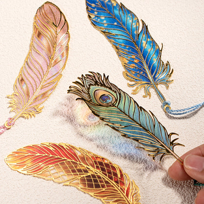 Peacock Feather Bookmark Hollow Cutout Metal Gift