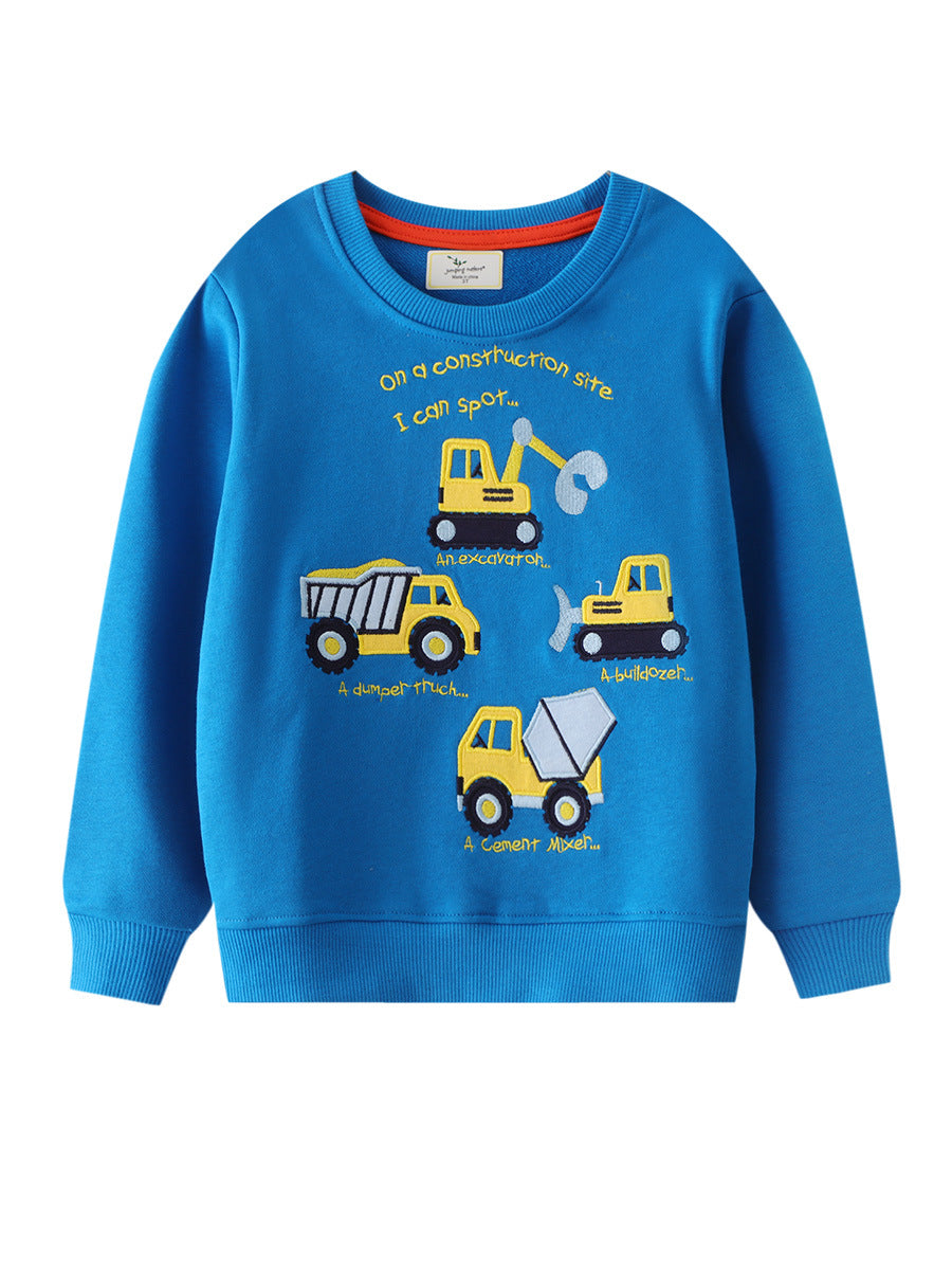 Cartoon Embroidery Kids Hoodie Soft Cotton Pullover