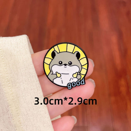 Cute Hamster Selfie Brooch Cartoon Animal Metal Badge Gift