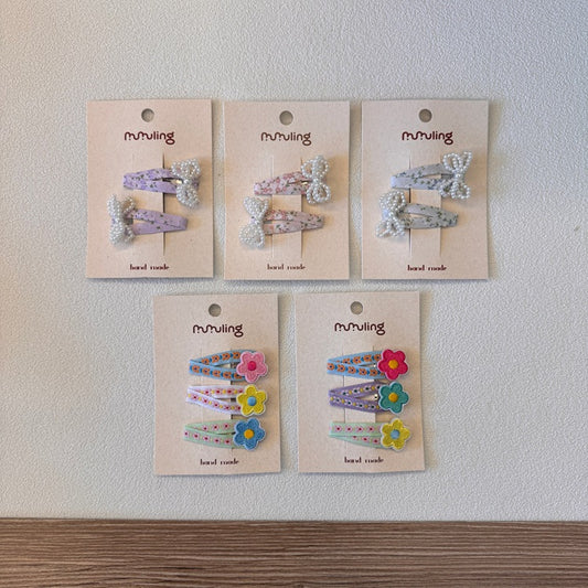 Kids' Flower Hair Clips Cute Pearl Bow Hair Accessories