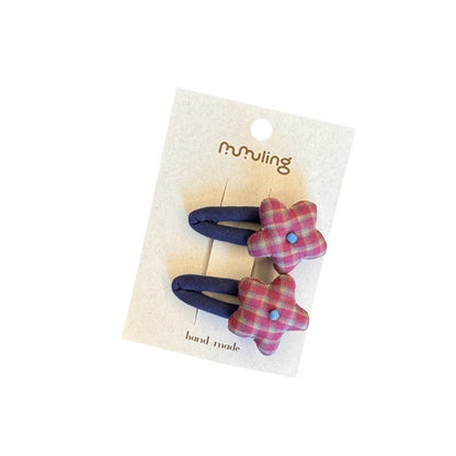 Star Pattern Fabric Hair Clips for Kids - Set of 2