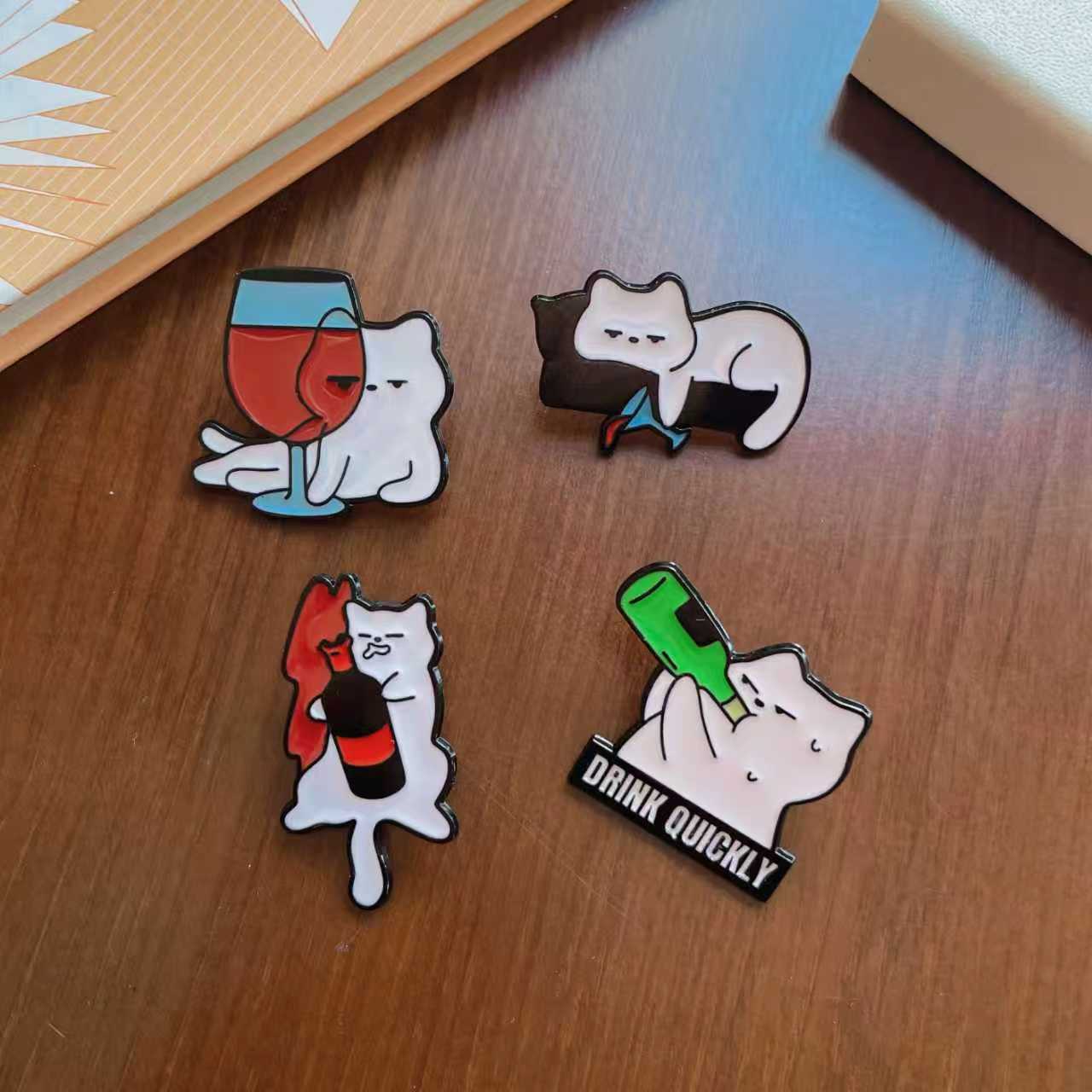 Cartoon Mushroom Cat Enamel Brooch Cute Decorative Pin for Clothing and Bags
