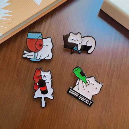 Cartoon Mushroom Cat Enamel Brooch Cute Decorative Pin for Clothing and Bags