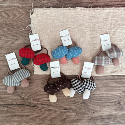 Cute Fabric Mushroom Hair Ties for Kids