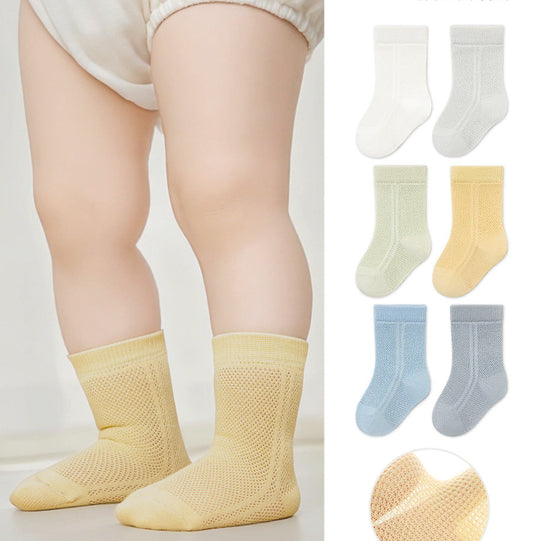 Baby Summer Socks Cartoon Pattern Breathable Cotton Mid-Calf Socks