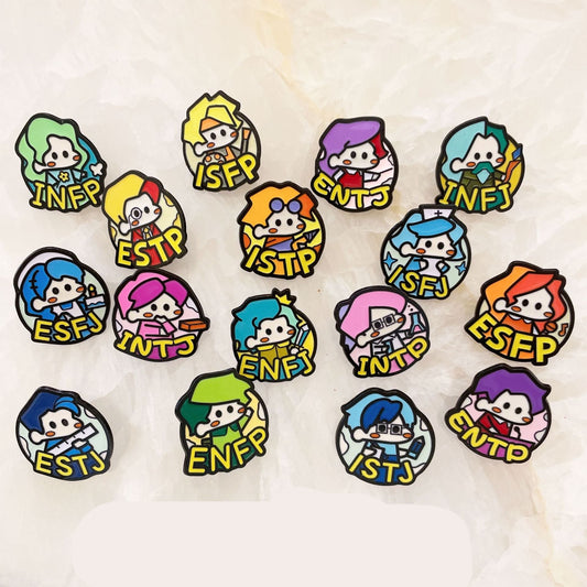 MBTI Personality Pins Cartoon Character Style Badge for Men and Women