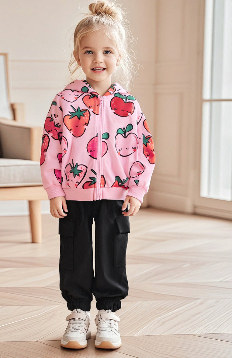 Cartoon Long Sleeve Hoodie for Girls Soft Polyester Casual Wear