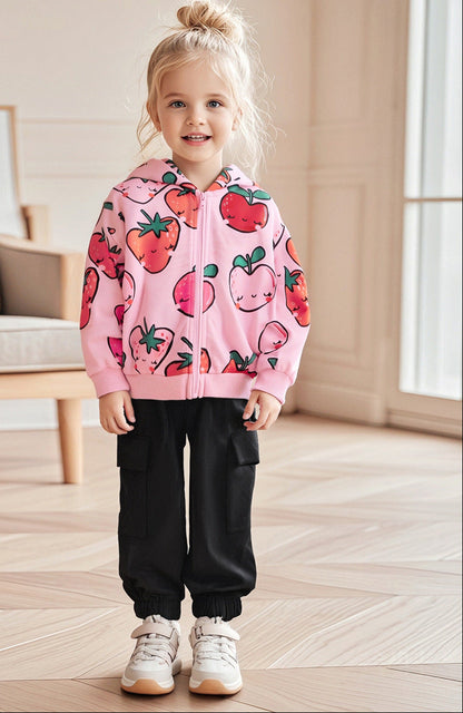 Cartoon Long Sleeve Hoodie for Girls Soft Polyester Casual Wear