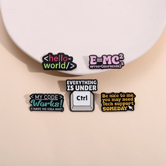 Trendy Letter Design Zinc Alloy Brooch Pink Mathematical Equation Badge