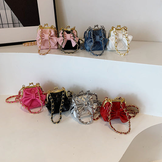 Trendy Girls' Quilted Crossbody Bag with Bow