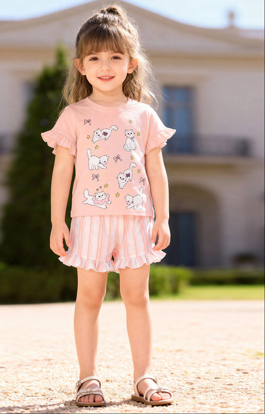 Cute Cartoon Cotton Summer Toddler Girls Outfit