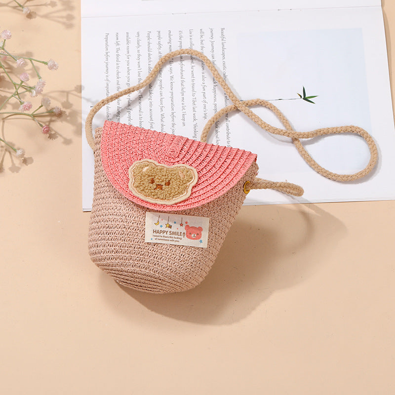 Cute Summer Children's Crossbody Woven Bag with Animal Patterns