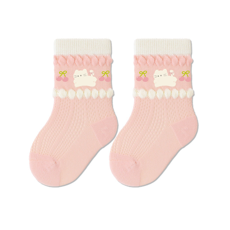 Breathable Cotton Baby Socks With Cartoon Colors