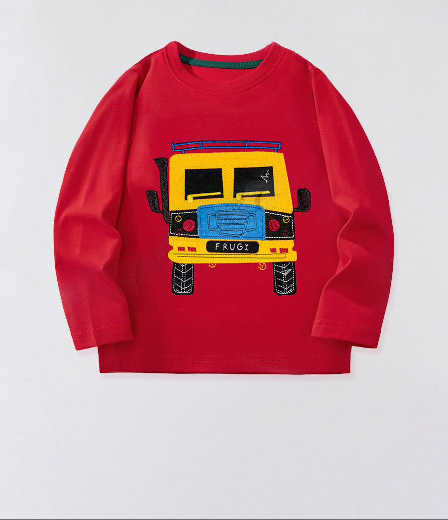 Cartoon Pattern Long Sleeve Cotton T-Shirt for Boys