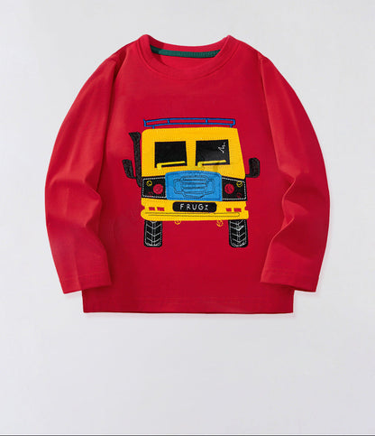 Cartoon Pattern Long Sleeve Cotton T-Shirt for Boys