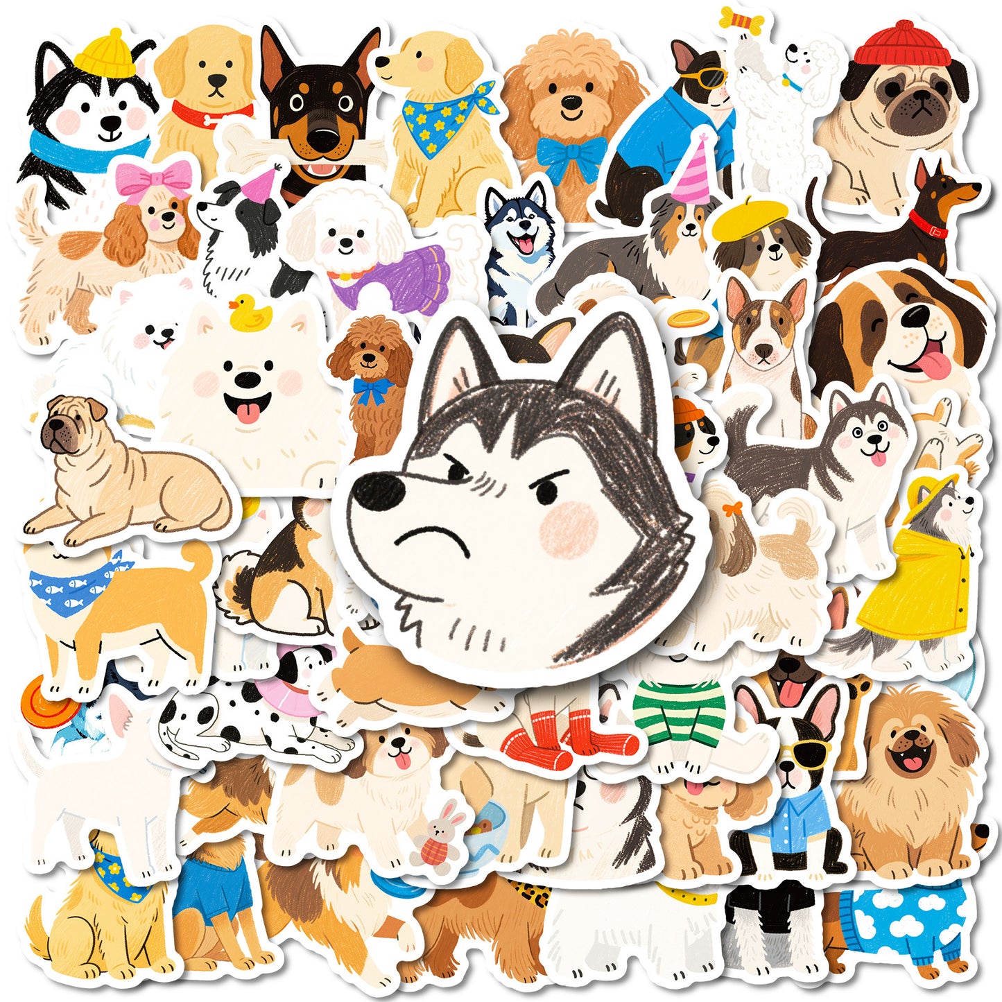 Sticker Sheets Cute Hand Drawn Dog Vinyl Waterproof