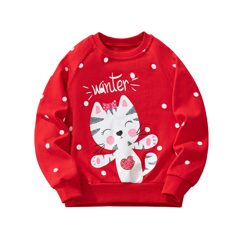 Animal Print Casual Cotton Sweatshirt for Girls