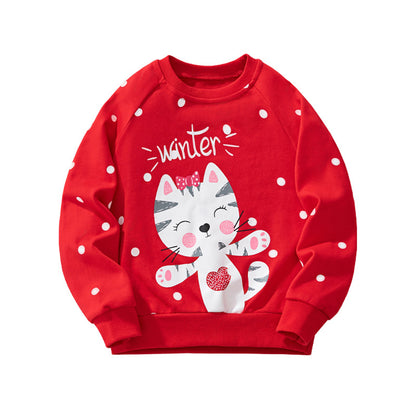 Animal Print Casual Cotton Sweatshirt for Girls