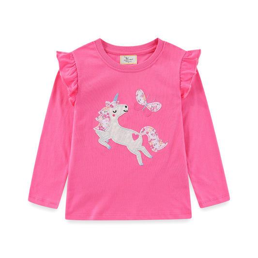 Unicorn Embroidered Long Sleeve T-Shirt for Kids