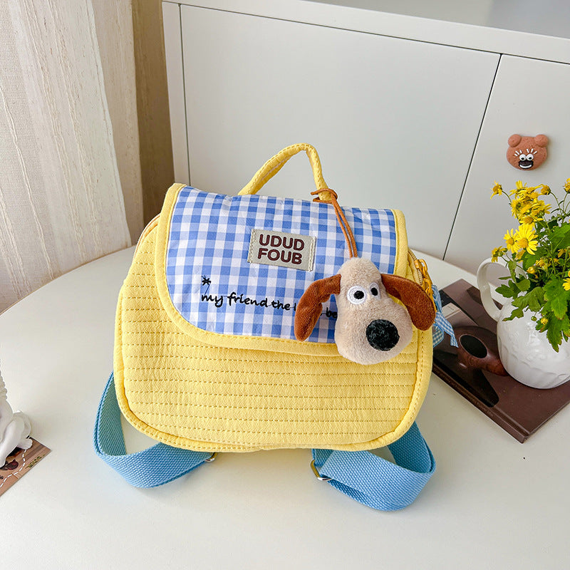 Cute Dog Quilt Kids Backpack Stylish Casual Daypack