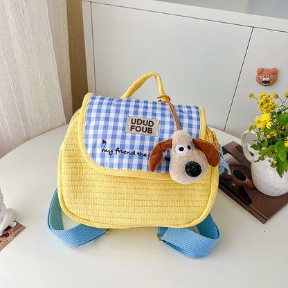 Cute Dog Quilt Kids Backpack Stylish Casual Daypack