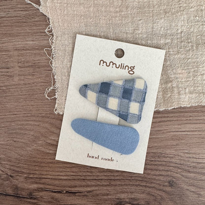 Children's Triangle Plaid Hair Clips Set